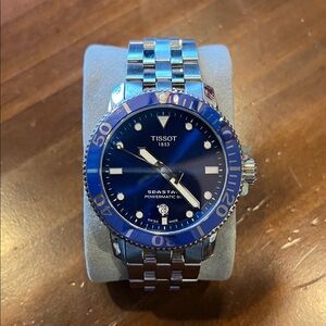 Tissot Blue Dial Silver Bracelet Watch